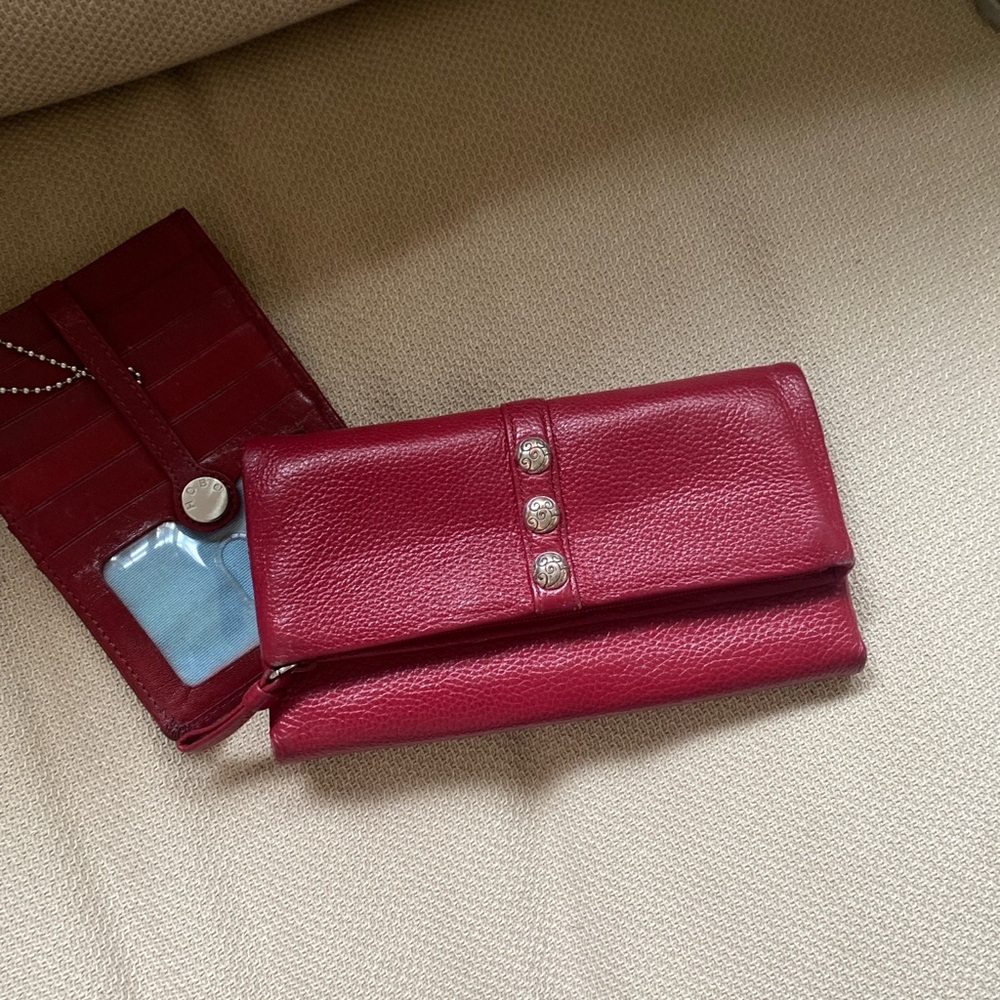Brighton Berry Leather Wallet with Silver Accents